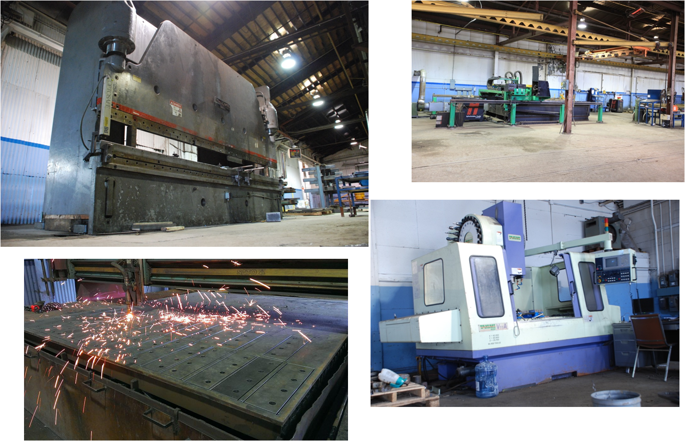 16' break press, plasma in action and our cnc vertical machining centre 